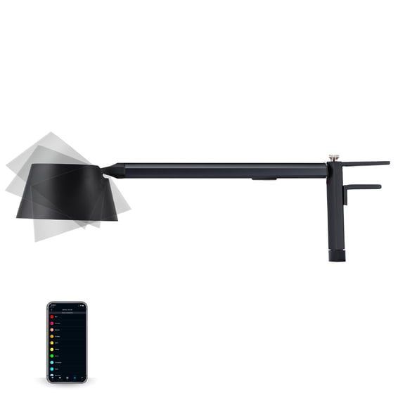 BLACK DECKER Works with Alexa Smart 2-in-1 LED Black Clamp Light, Fits Cubicles & Headboards, Automatic Circadian Lighting 16M RGB Colors