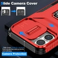 thumbnail image 5 of Phone Case for iPhone 16 Plus Case with Sliding Camera Cover, with 360° + 100° Free Rotation Metal Finger Ring Bracket, Fit Magnet Car Mount, 2 In 1 Case Cover for iPhone 16 Plus, Red, 5 of 8