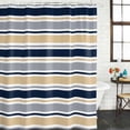 thumbnail image 2 of Khaki Grey Striped Shower Curtain, Waterproof Shower Curtains for Bathroom, Navy Blue Farmhouse Stripes Abstract Art Washable Fabric Bathtub Curtain Set Bath Decor with 12 Hooks Extra Long 72"x96", 2 of 8