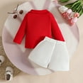 thumbnail image 5 of Chbgutlmr Baby Girls Clothes Kids Fall Outfits Knit Ribbed V Neck Sweaters Flower Button Cute Shorts Sets, 5 of 8