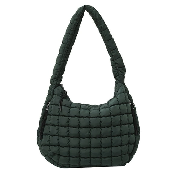Modstep Women Quilted Puffy Tote Bag Cute Clouds Shoulder Bags Lightweight Bubble Ruffled Purse for Trip Shopping Green