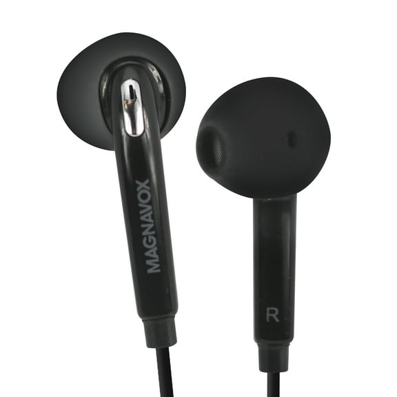 Magnavox Black Sweatproof Earbuds with Microphone & Kevlar Reinforced Optical Fiber Cable MHP4856BK
