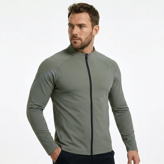 Youthup Men's Color Block Stand Collar Jacket - Lightweight Breathable Running Jacket for Fall Sports