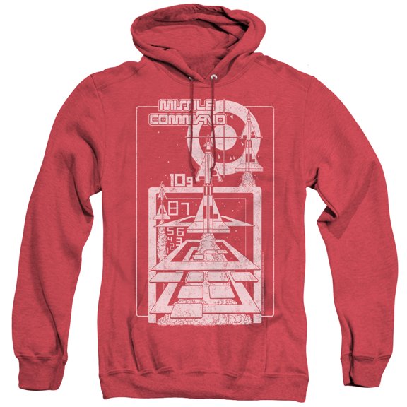Atari Lift Off Adult Heather Hoodie Sweatshirt Red
