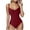 Red, variant on Taqqpue Women's One Piece Swimsuits Tummy Control Bikini Set Coverage Sexy V Neck Bathing Suit Solid Color Swimwear Beach vacation clothes