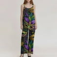 thumbnail image 4 of Fgvctg Mardi Gras Womens Overalls Wide Leg Pant Trendy Mask Print Overall Sleeveless Rompers Carnival Party Spaghetti Straps Jumpsuits Plus Size Bib Overalls Sprimg Clothes With Pockets Navy XXXL, 4 of 4