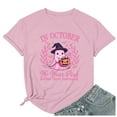 thumbnail image 4 of Cancer Awareness Shirts for Women in October Pink Ghost Witch Halloween Tees Short Sleeve Crewneck Pink Ribbon Survivor Gifts Tops, 4 of 4