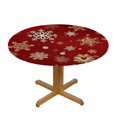 thumbnail image 3 of HAOXIT  Round Fitted Tablecloth with Elastic Round Elastic Tablecloth Snowflake Elastic Table Cover Circular Table Cover Waterproof Wipeable Table Cloth, Fits Round Tables  38-42, 3 of 8