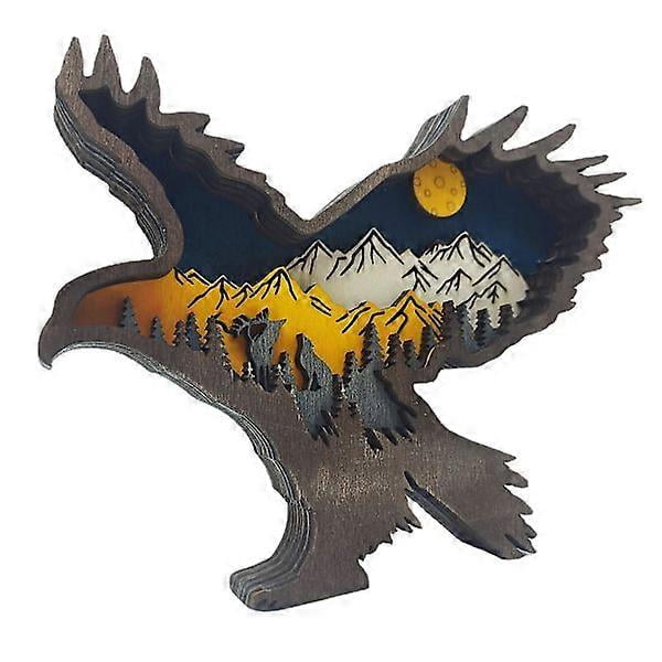 Forest Animal Wood Home Decoration North American Multi-Layer Decoration (Eagle)