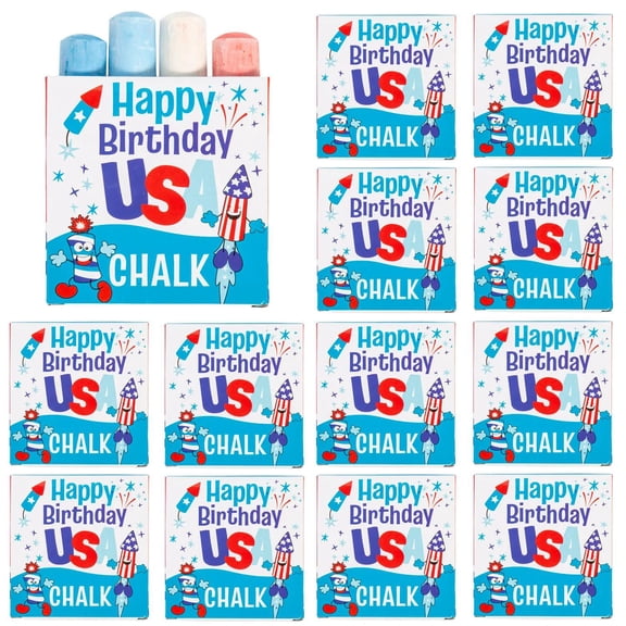 4" x 4 1/4" Patriotic Happy Birthday USA 4-Color Chalk Handout - 12 Pc.