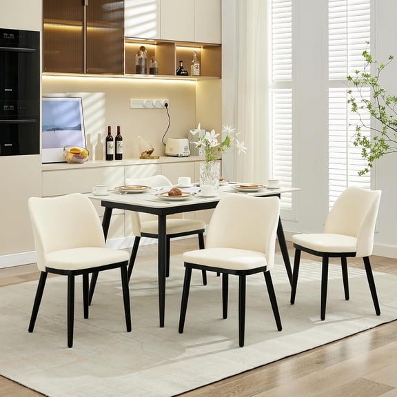 Dining Chairs Set of 6: Upholstered Velvet Dining Room Side Chairs, Chair for Dining with Padded Seat and Wood Legs, Modern Dining Chair for Restaurant, Cafe, Living Room