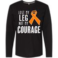 thumbnail image 3 of Inktastic Lost My Leg Not My Courage Limb Loss Awareness Orange Ribbon Long Sleeve T-Shirt, 3 of 5
