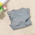 thumbnail image 2 of KAUOD Girls Ruffle Sleeveless Tank Tops Solid Basic Athletic Wear T Shirt Casual Crewneck Cotton Tees Blouses for Kids, 2 of 9