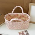 thumbnail image 3 of Yucurem Boho Fabric Storage Basket with Handles, Portable Quilted Baskets for Storages, Foldable Floral Laundry Organizer Bin for Home Picnic Shopping Travel, 8.86"x4.92"x4.92", 3 of 7