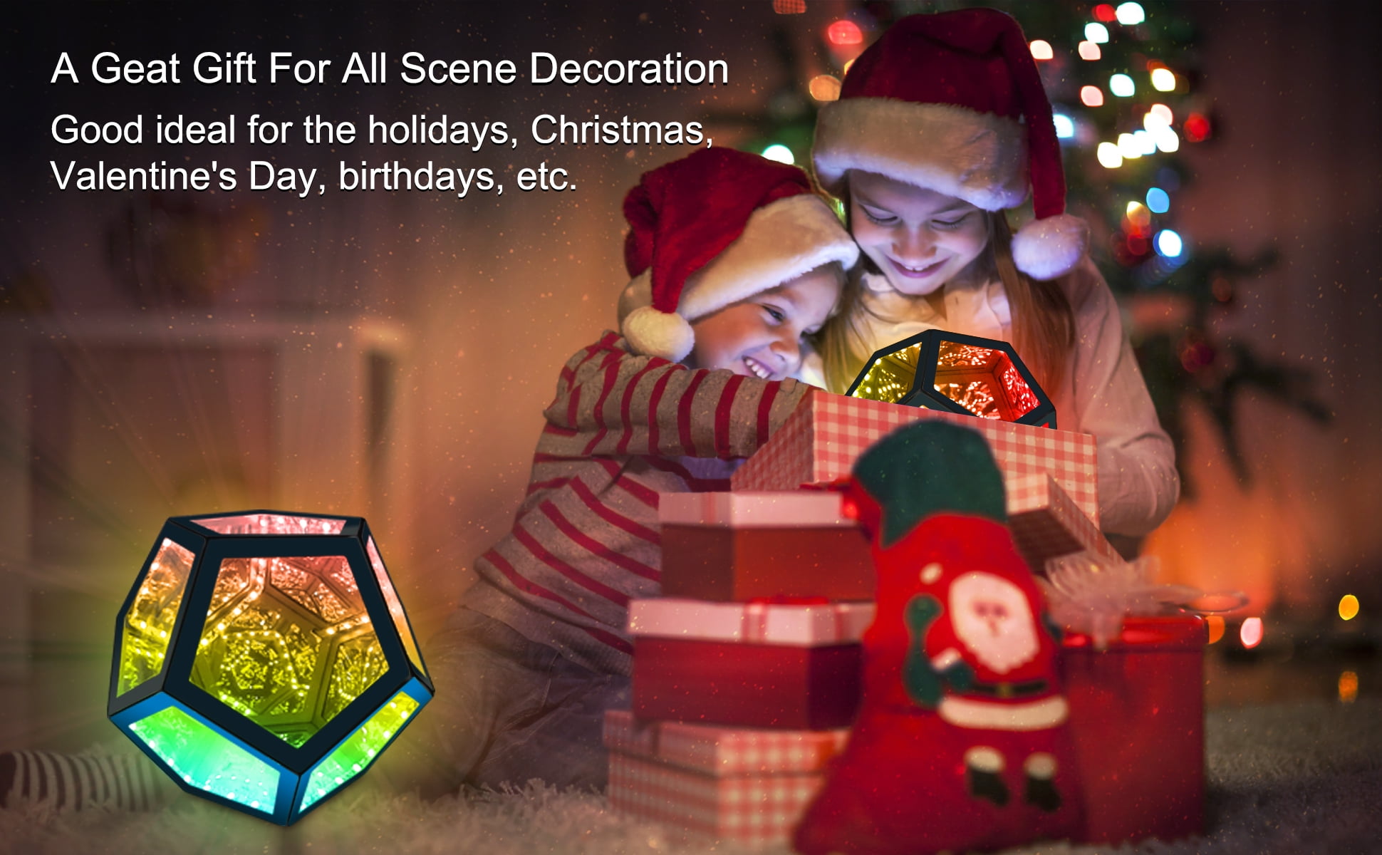 Lamp Depot Infinity Dodecahedron Color-Changing Table Lamp LED Art Mood Lamp Desktop Night Light Christmas Gift w/ Remote and APP Control