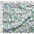 thumbnail image 2 of Soimoi Leaves Printed, Japan Crepe SatinFabric, by The Yard 54 Inch Wide, Decorative Sewing Fabric for Dresses Kimonos Gowns, Blue & Green, 2 of 5