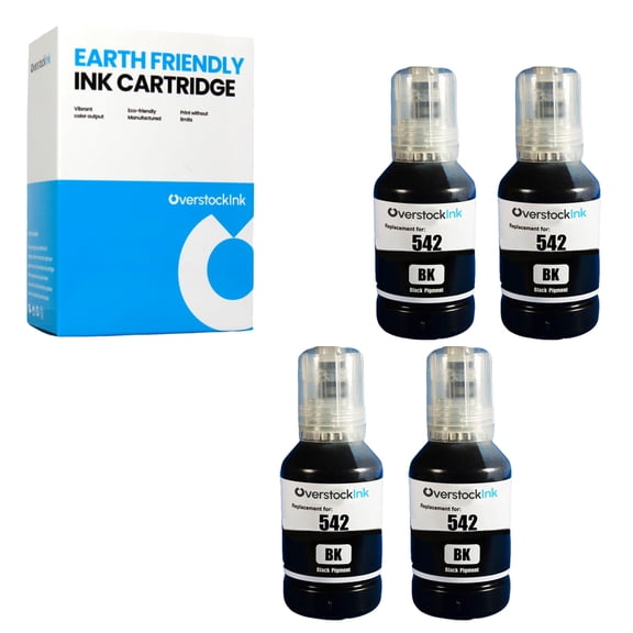 OverstockInk 542 Black Ink Refill Bottles Compatible for Epson 542 T542 for EcoTank Pro ET-5170 (4 Black)