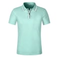 thumbnail image 1 of Striped Casual Shirt V Neck Button Business Versatile T-Shirt Top - Polyester Material, Stitching Design, Perfect for Everyday Life, 1 of 6