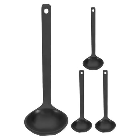 WHAMVOX Plastic Soup Ladle with Long Handle for Kitchen Use Black 4pcs