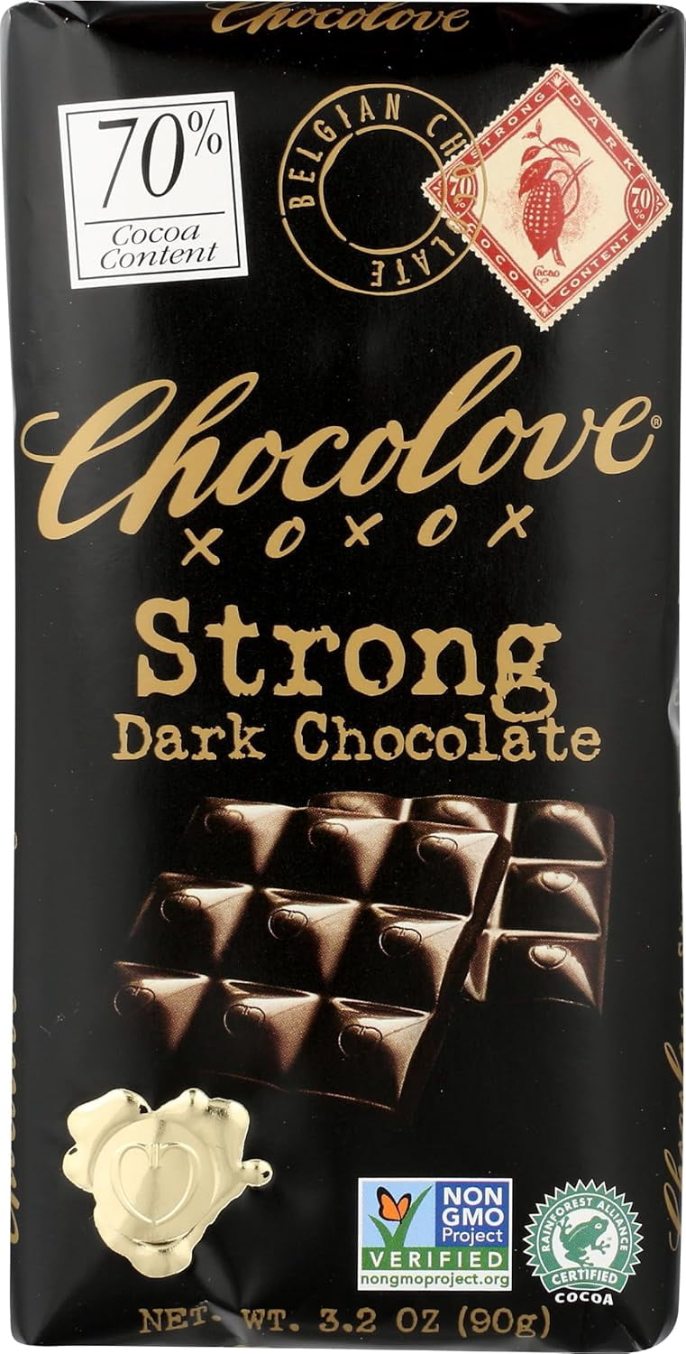 Chocolove Strong Premium Dark Chocolate Bar, (90 G) 3.2oz (6 Pack)