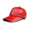 thumbnail image 1 of Baseball Cap Genuine Leather Solid Red Caps For Men Women Real Adjustable Unisex Sp-ring Autumn Dad Hats ,Easy To Match, 1 of 5
