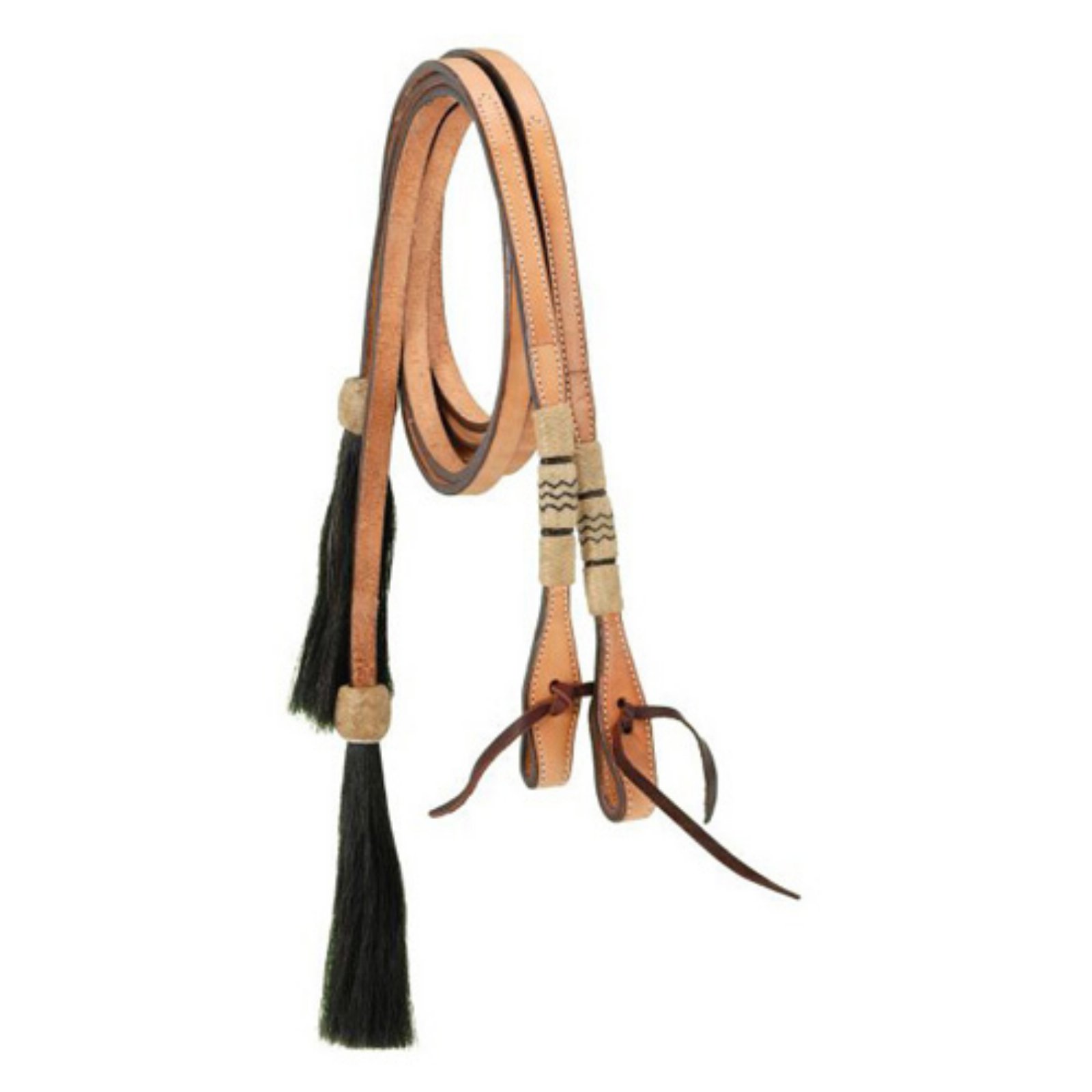 Royal King Split Reins with Braided Rawhide and Horsehair Tassels