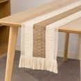 thumbnail image 4 of Hearth & Gear And Linen Table Flag Color Table Flag And Linen Knotted Hollow Fringe Table Decoration Cloth Tea Mat Home Table Flag Tablecloth for Folding Table Fitted Rectangular Banquet Table Cover, 4 of 7