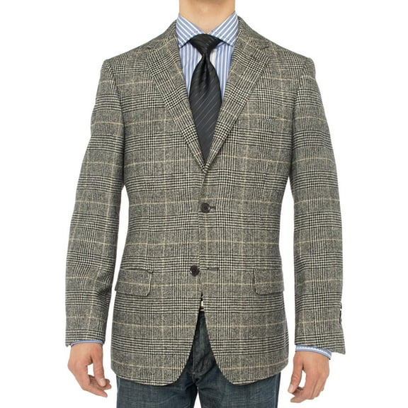 Mens Charcoal Plaid Modern Fit Blazer Luciano Natazzi 2