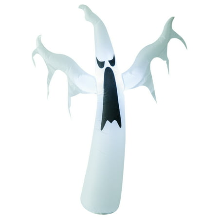 HOMCOM 6ft Halloween Inflatable White Ghost Light Up Yard Decoration with LED Light and Fan