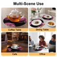 thumbnail image 2 of Pink Rose Round 13 Inch Placemats Set of 4, Vintage Abstract Garden Flower Floral Black HeatResistant Non Slip Place Mats for Dining Table, Wipeable Braided Kitchen Table Mats for Housewarming, 2 of 9