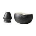 thumbnail image 2 of Ceramic Matcha Bowl Batch Town con suministros de soporte para el bateador con tazón de mezcla de spout matcha para la familia para principiantes de negro, 2 of 8