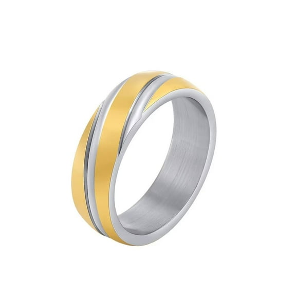 PAURO Men's Stainless Steel Classic Twill Cool Biker Finger Band for Wedding Promise Gold Size 9