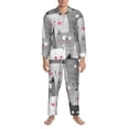 thumbnail image 3 of Naloa Cats Group Men’s Pajamas Set - Long Sleeve Button Down Sleep Shirt and Pajama Bottoms Sleepwear Set-Large, 3 of 7