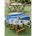 thumbnail image 4 of Outdoor Tablecloth with Umbrella Hole for Patio/Picnic/Party/Camping, Blue Marble Waterproof Table Cloth Round Cover Washable, Modern Gradient Abstract Art Chic Texture (Dia 60"), 4 of 9