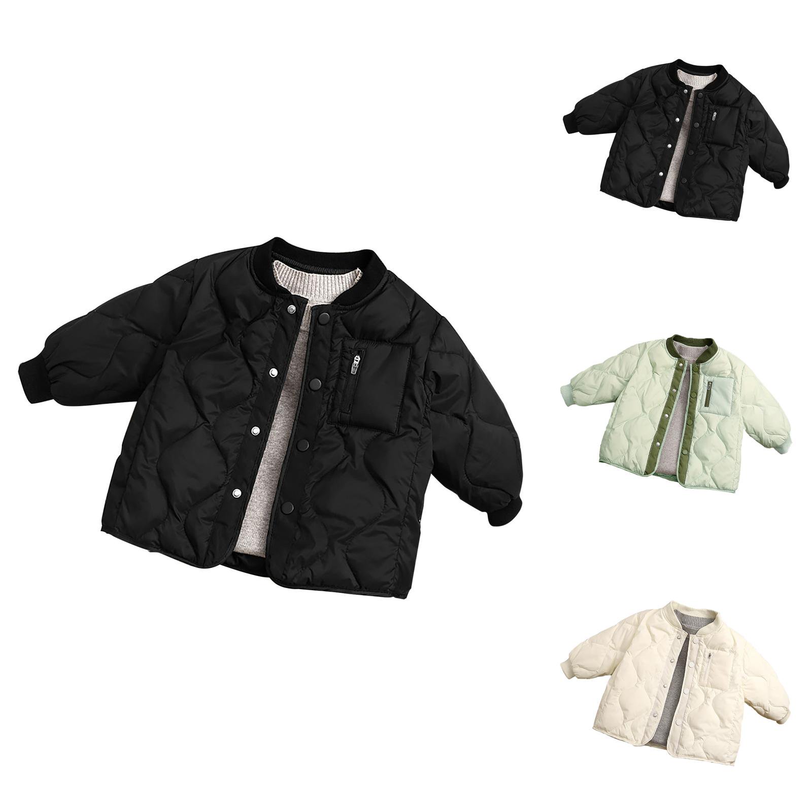 Girls Winter Jacket Winter Coat Girls Down Jacket Warm Windproof Autumn Winter Rounded Neck Solid Color Coat