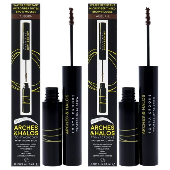 Mousse para cejas teñidas Arches and Halos, color castaño, paquete de 2