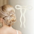 thumbnail image 2 of Unique Bargains 1 Pc Chignon Pin Bow Wave Hair Hairpin for Women White, 2 of 5
