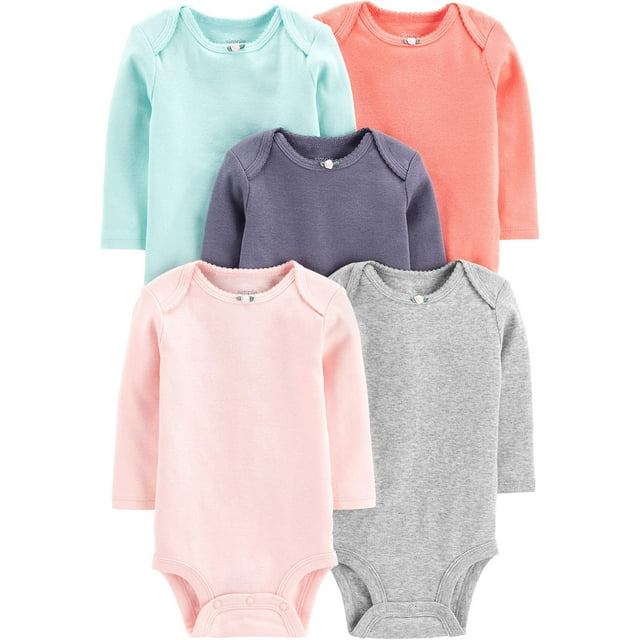 Body Simple Joys de Carter's Baby Girls, paquete de 5 unidades, 12 meses