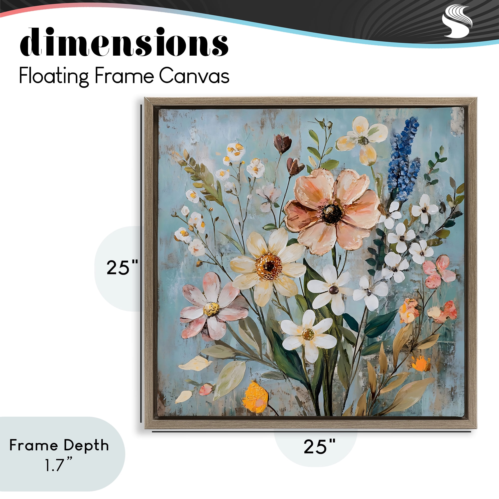 Stupell Industries Wildflower Mix Spring Bouquet Brown Framed Floater Canvas Wall Art, design by Creative Studio