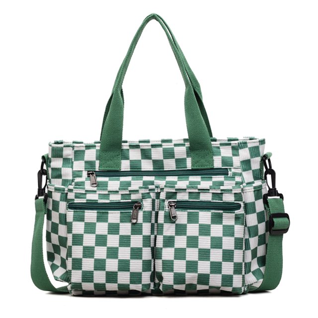 Bolso Cruzado A Cuadros Hombro Con Tablero Ajedrez Mano Elegante para Mujer () Verde