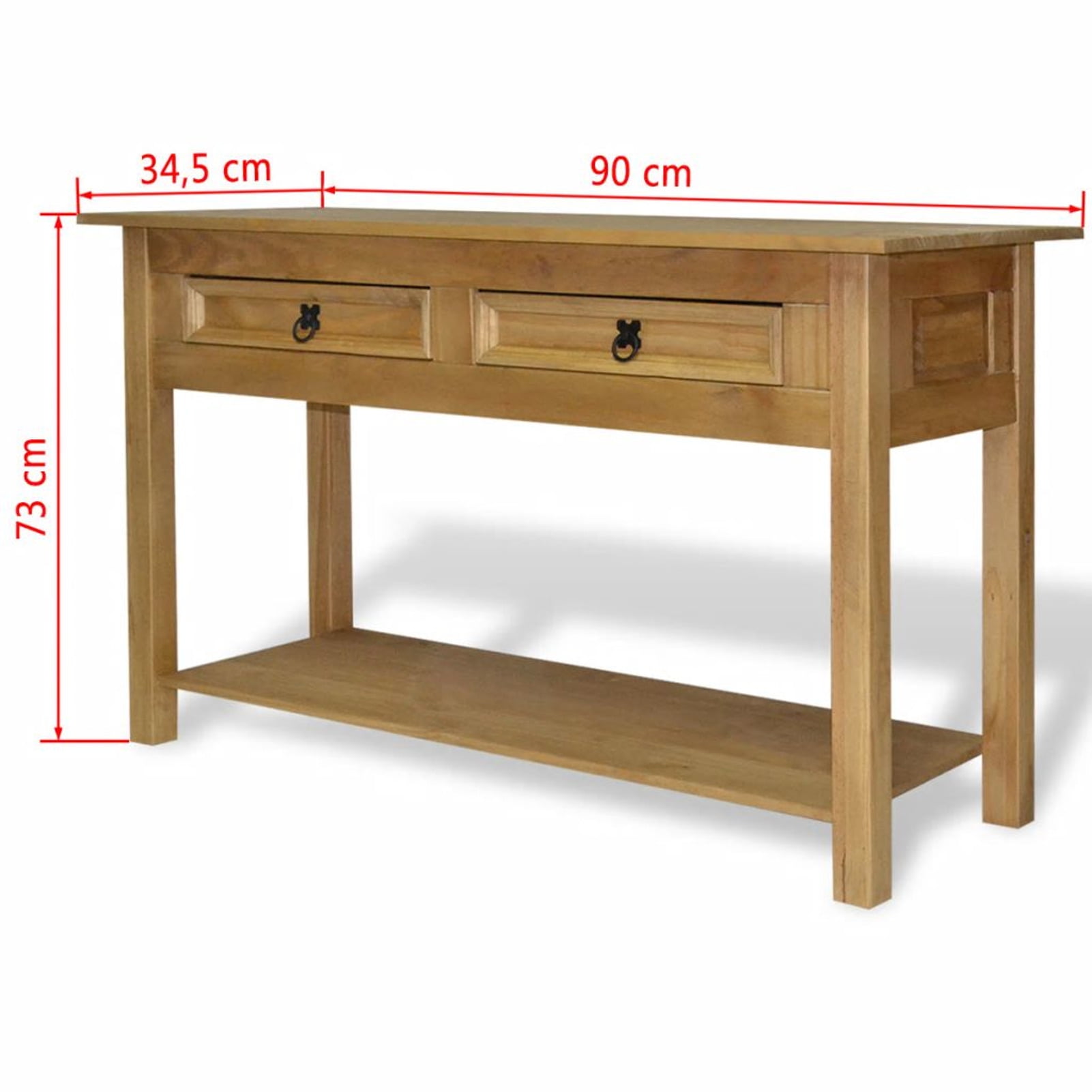 Details about   Corona Console Table 3 Drawer With Shelf Hallway Mexican Pine By Home Discount 