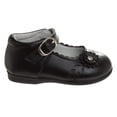 thumbnail image 3 of Josmo Toddler Girls Buckle Faux Leather Flat Heel Dress Shoes with Flower Detail - Black, 3, 3 of 8
