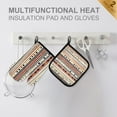 thumbnail image 4 of Yayeee Oven Mitts and Pot Holder Set of 2 Heat Resistant Kitchen Gloves Baking Hot Pad, Brown Abstract Dots, 4 of 5