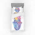 thumbnail image 1 of Ambesonne Hamsa Bedding Set 3 Pcs, Vibrant Protective Eye, Twin XL, Aqua Pink Purple, 1 of 3