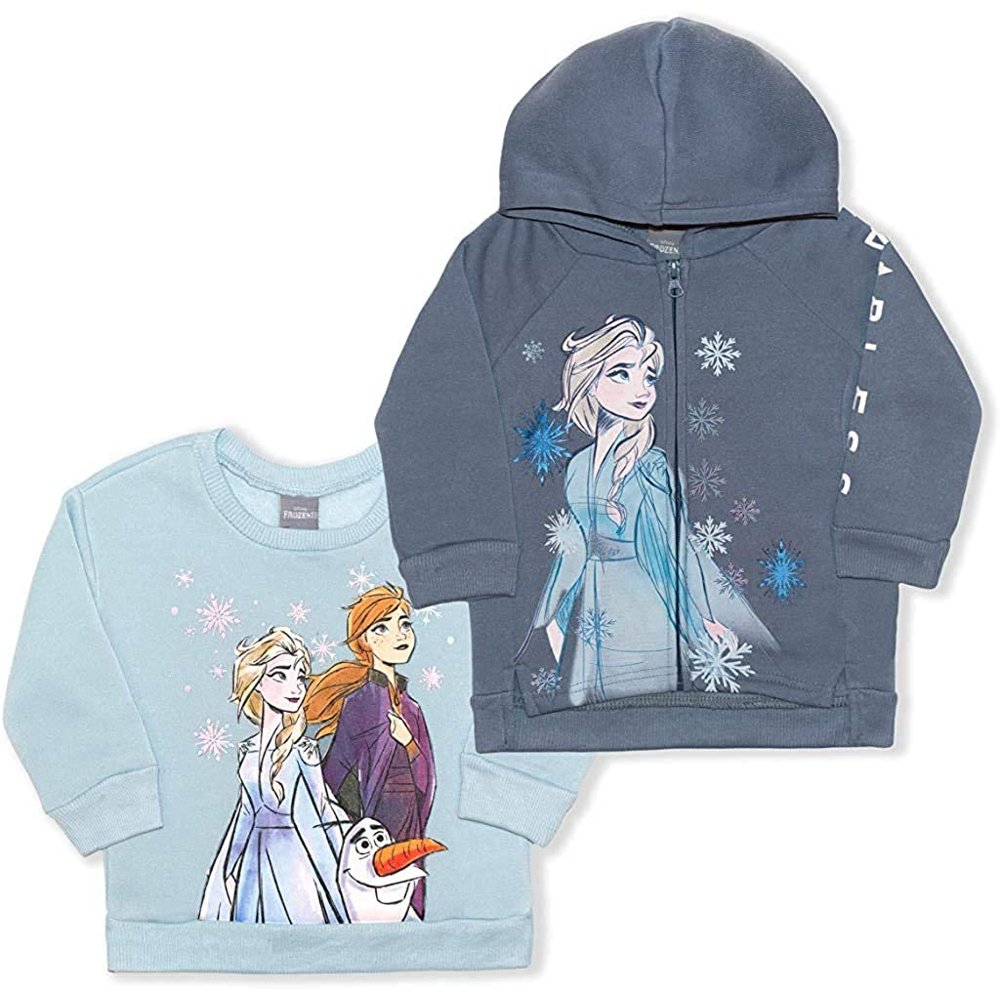 Disney Disney Frozen Girl's 2Piece Zip Up Hoodie and Crewneck