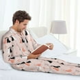 thumbnail image 6 of Susaid White And Black Rabbit Print Men's Long Sleeve Pajama Set, Two-Piece Button-Down Loungewear PJs Set, Comfortable Sleepwear for Relaxation-Medium, 6 of 7