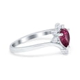 thumbnail image 2 of Teardrop V Chevron Engagement Ring Simulated Ruby CZ 925 Sterling Silver Size 10, 2 of 5