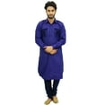 thumbnail image 2 of Atasi Men's Pathani Style Purple Men's Churidar Kameez Punjabi Shirt-Small, 2 of 7