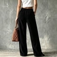 thumbnail image 4 of High Waist Corduroy Trousers For Women Loose Wide Leg Cut Button Closure Pants With Side Pockets Black M, 4 of 4