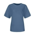 thumbnail image 3 of DuoJiaJ Women's Fashion Casual Solid Color Round Neck Short Sleeved T Shirt Top Women’s Summer Tops Blue, 3 of 3